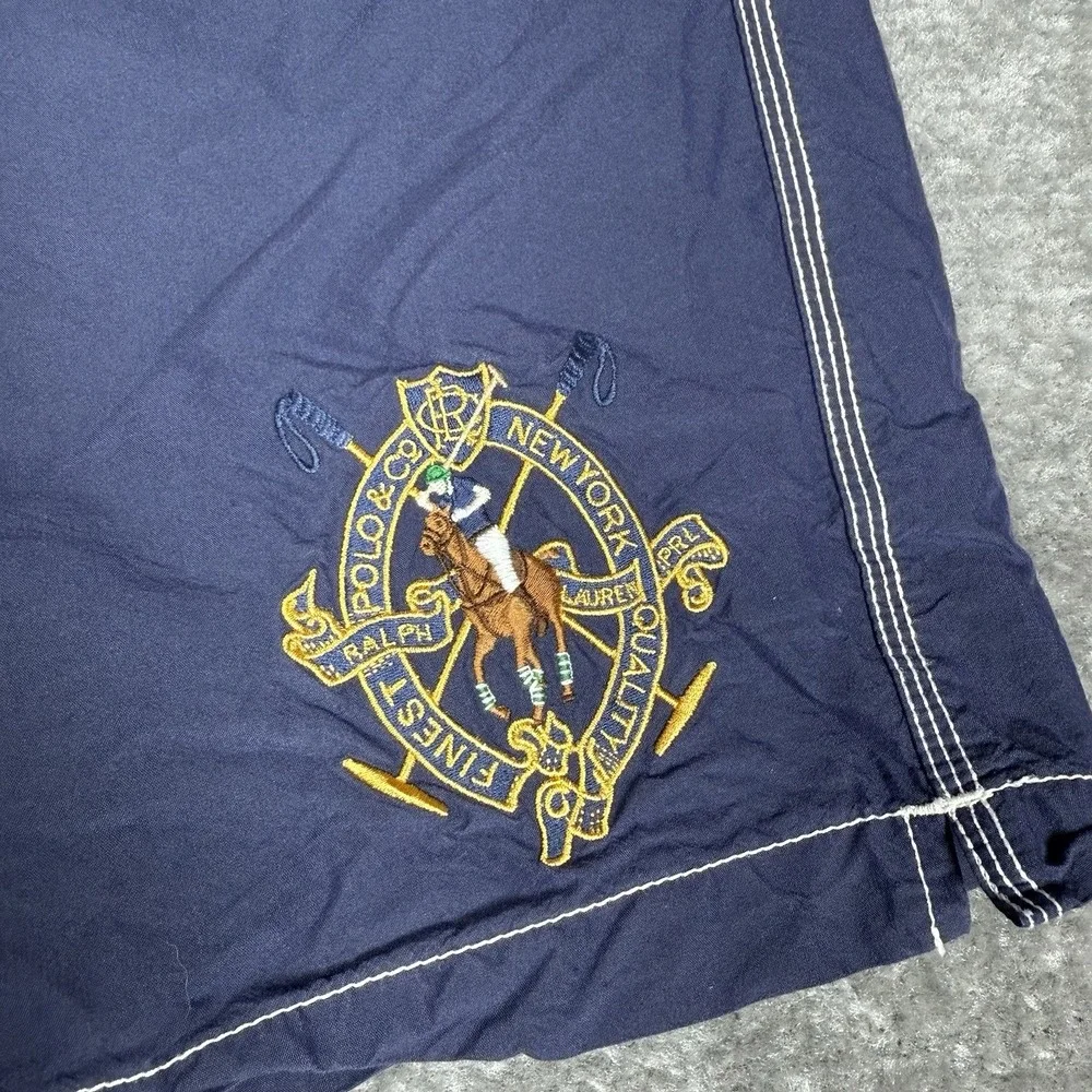 Polo‎ Ralph Lauren Swim Trunks Men's XXL Blue Colorblock Crest Big Pony Pockets